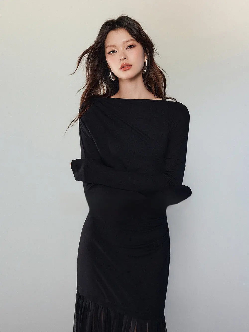 Black Panel Mesh Dress Women EX-STOCK Canada