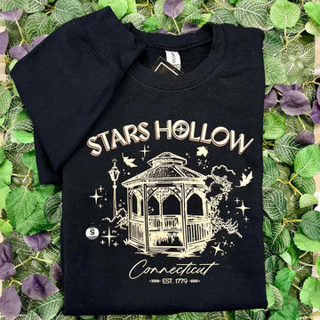 Black Stars Hollow Crewneck - Velora Luxury Fashion