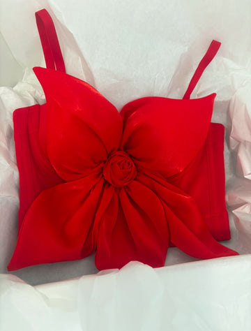 Bloom Flower Red Top - Velora Luxury Fashion