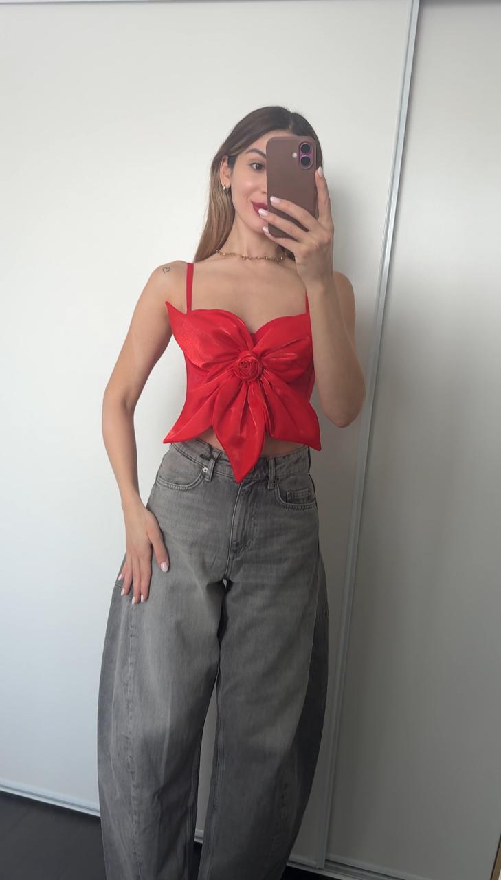 Bloom Flower Red Top - Velora Luxury Fashion