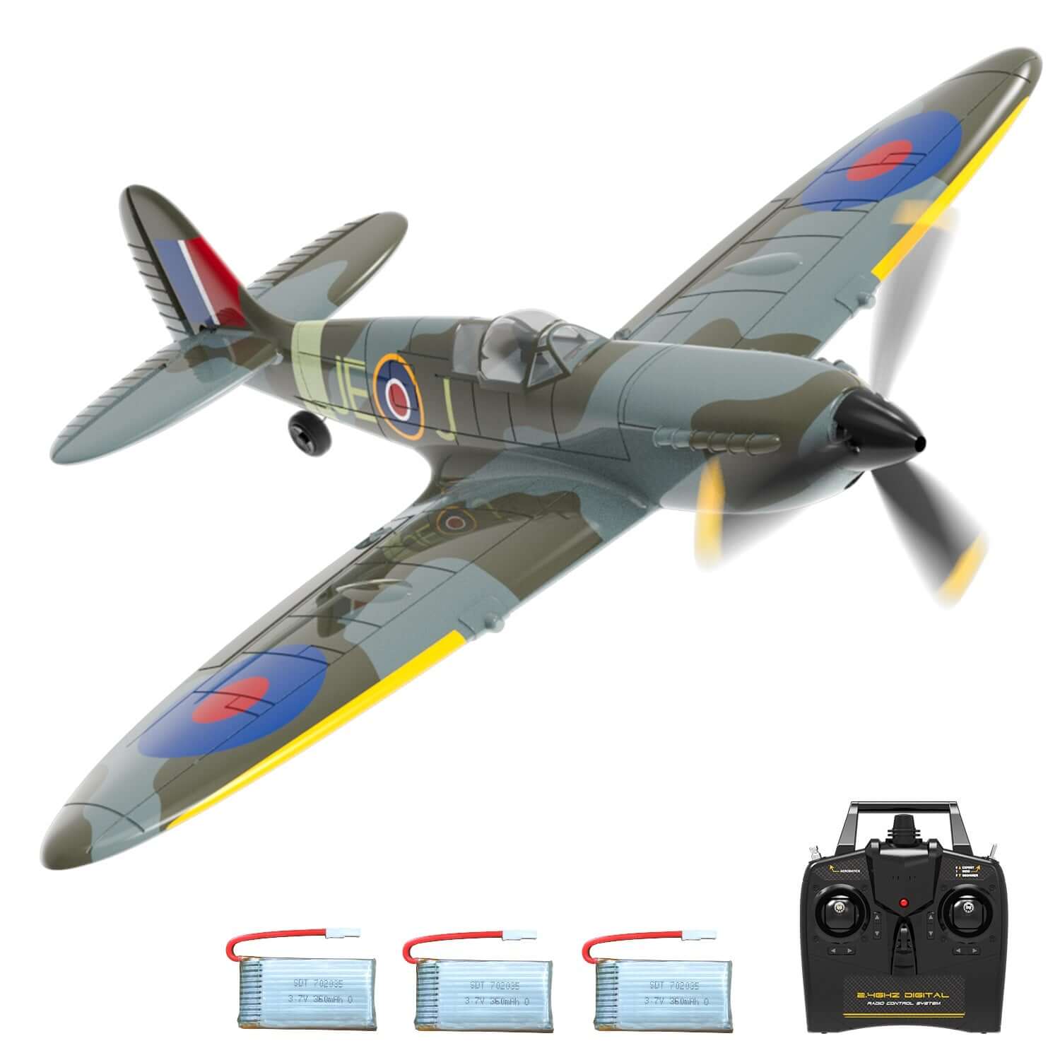 Blue Spitfire RC Airplane for Kids with 4-CH Xpilot Gyro Stabilizer - Velora Luxury Fashion
