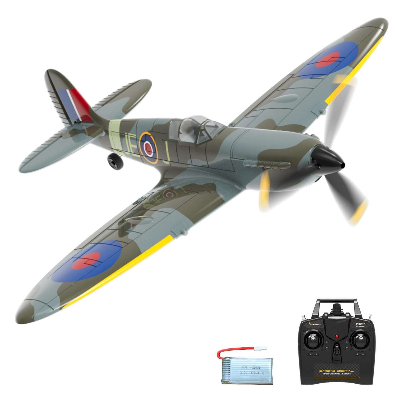 Blue Spitfire RC Airplane for Kids with 4-CH Xpilot Gyro Stabilizer - Velora Luxury Fashion