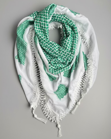 Bold Green Kufiya (Keffiyeh) | Made in Jordan - Velora Luxury Fashion