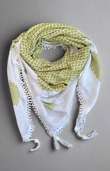 Bold Olive Kufiya (Keffiyeh) | Made in Jordan - Velora Luxury Fashion