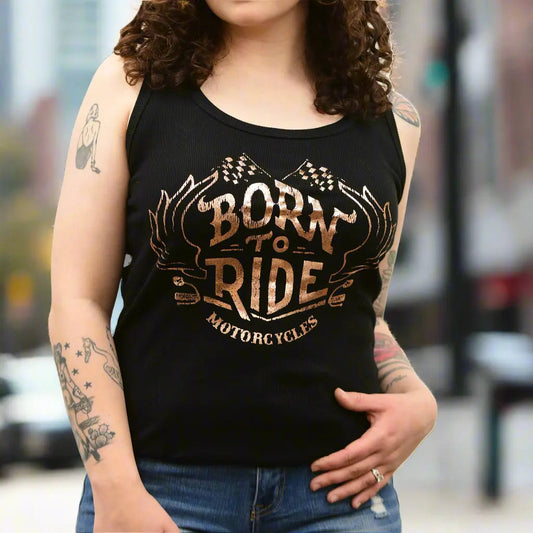 Born to Ride Motorcycles Tank Top with Lace Back Details Boutique of Leathers/Open Road