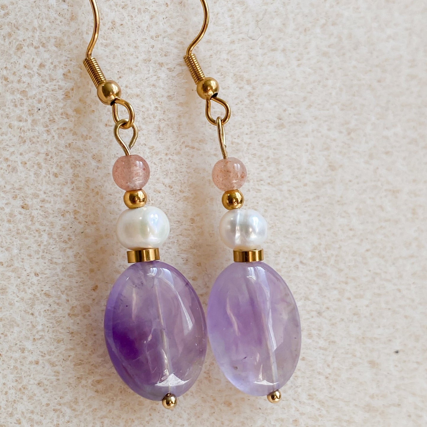 Boucles d’oreilles pendantes en améthyste | LUNARA - Velora Luxury Fashion