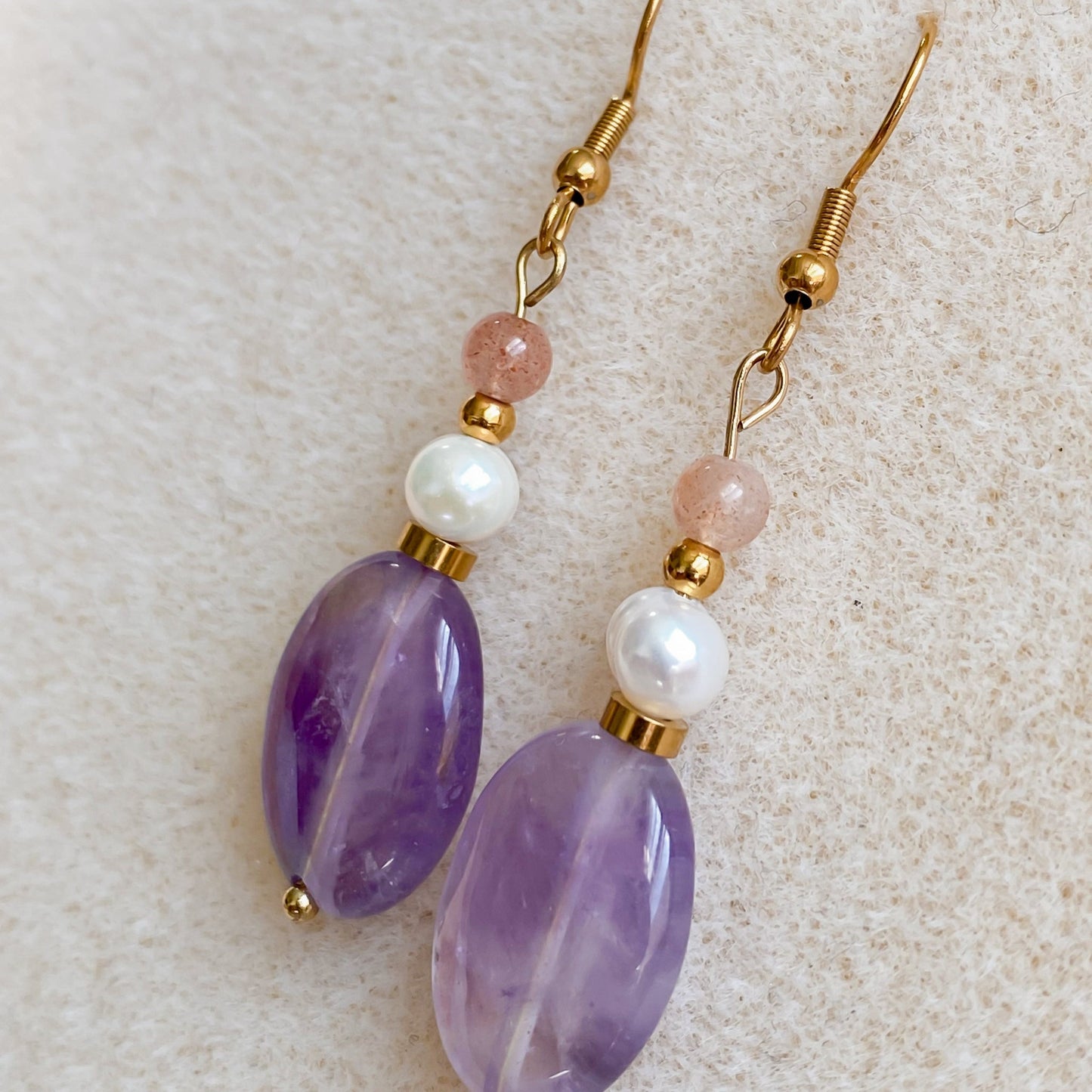 Boucles d’oreilles pendantes en améthyste | LUNARA - Velora Luxury Fashion