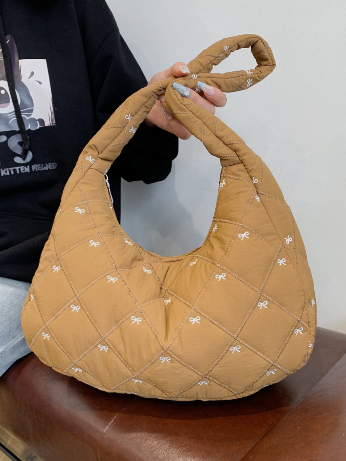 Bow Polyester Shoulder Bag - Velora Luxury Fashion