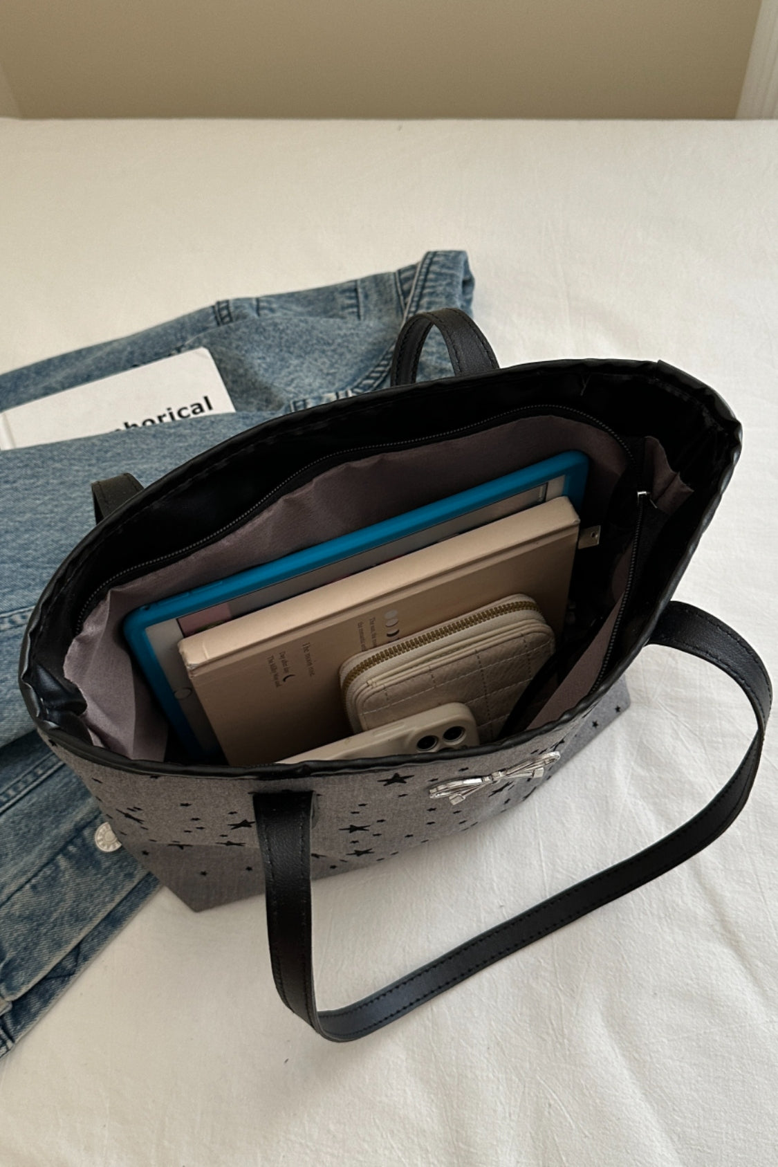 Bow Trim Polyester Tote Bag - Velora Luxury Fashion