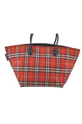 Burberry BLUE LABEL Check Shoulder Tote Bag Nylon Leather Red 9373K - Velora Luxury Fashion