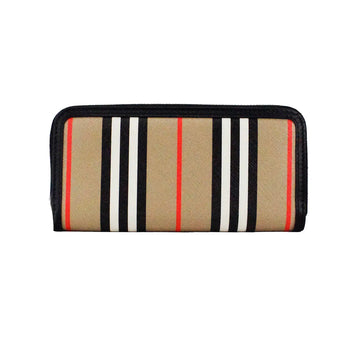 Burberry Ellerby Black Icon Stripe Canvas Zip Continental Wallet - Velora Luxury Fashion