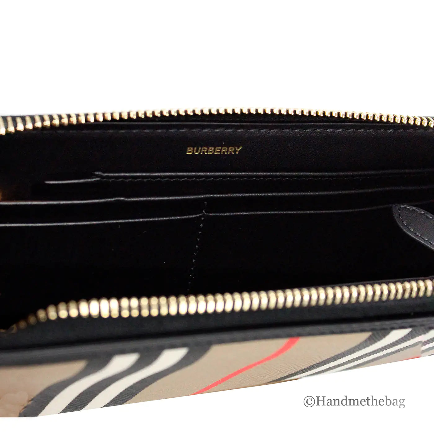 Burberry Ellerby Black Icon Stripe Canvas Zip Continental Wallet - Velora Luxury Fashion