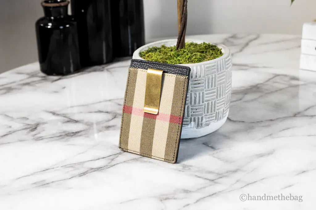 Burberry House Check Chase Black Leather Money Card Case - Velora Luxury Fashion