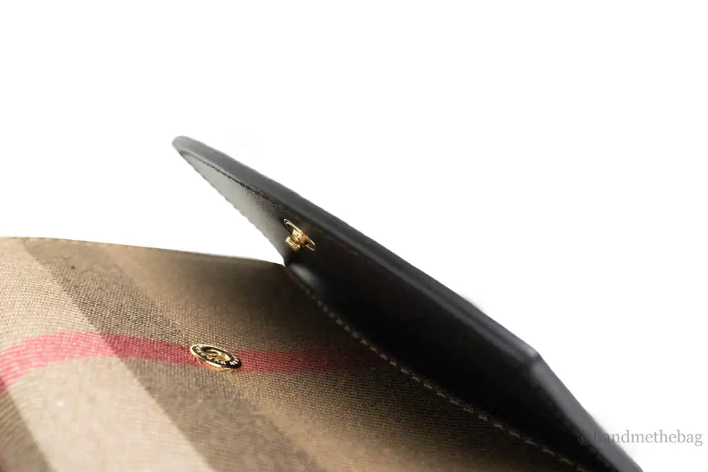 Burberry Luna Black Leather House Check Coin Pouch Wallet - Velora Luxury Fashion