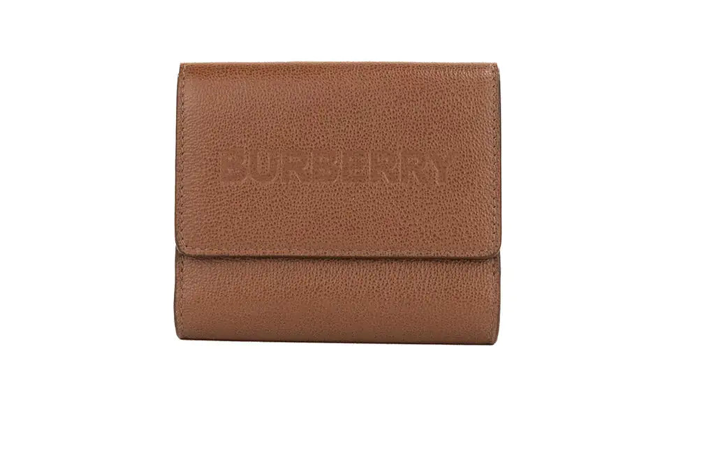 Burberry Luna Tan Grained Leather Small Coin Pouch Wallet - Velora Luxury Fashion