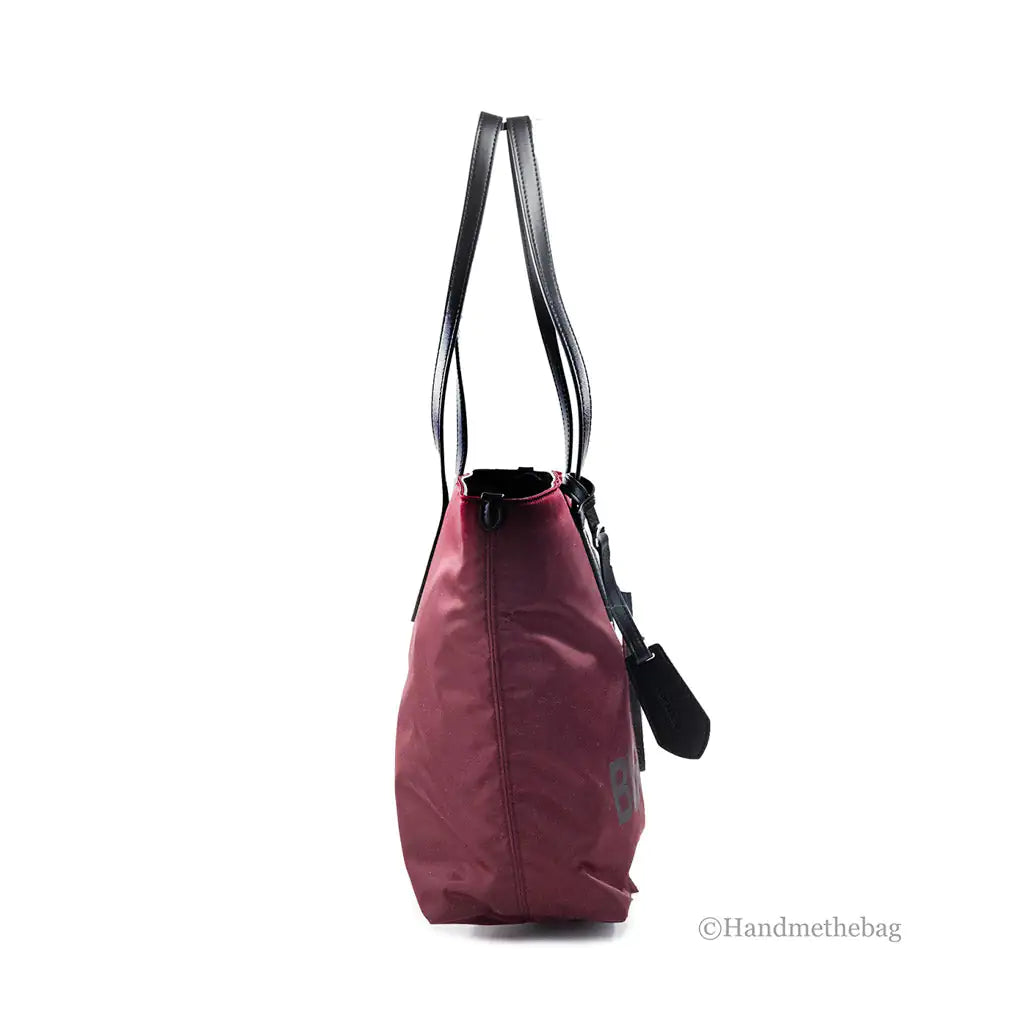 Burberry Medium Burgundy Logo Nylon Tote Shoulder Bag - Velora Luxury Fashion