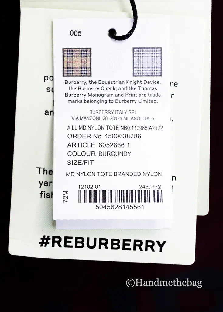 Burberry Medium Burgundy Logo Nylon Tote Shoulder Bag - Velora Luxury Fashion