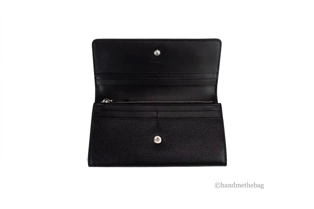 Burberry Porter Black Leather Branded Embossed Clutch Flap Wallet - Velora Luxury Fashion