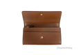 Burberry Porter Tan Leather Branded Embossed Clutch Flap Wallet - Velora Luxury Fashion