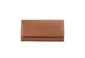 Burberry Porter Tan Leather Branded Embossed Clutch Flap Wallet - Velora Luxury Fashion
