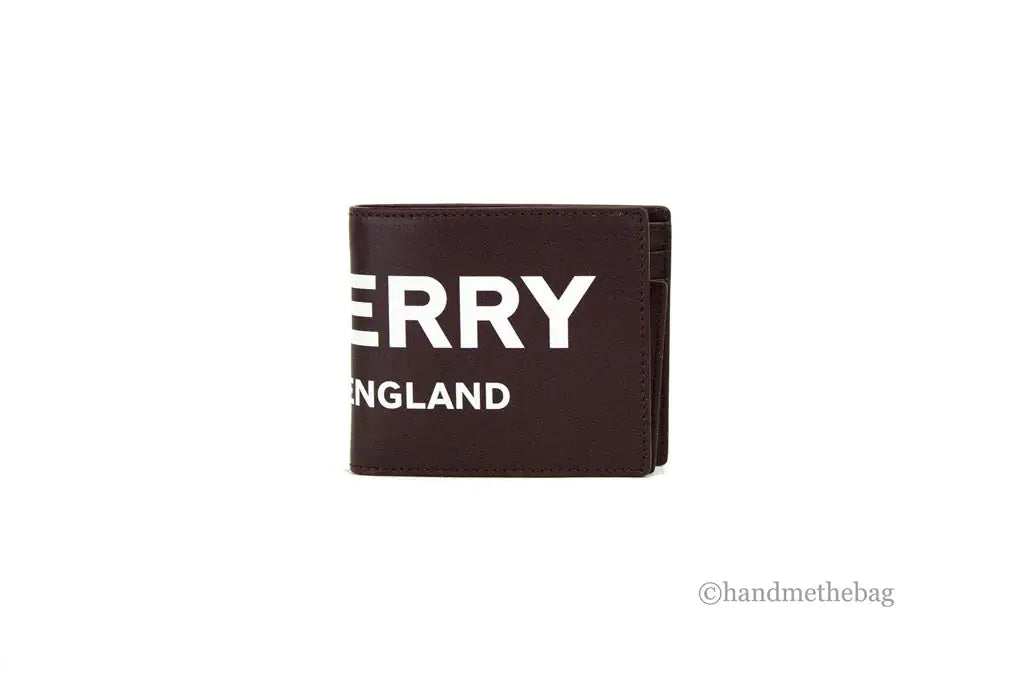 Burberry Ronan Oxblood Printed Smooth Leather Logo Bifold Wallet - Velora Luxury Fashion