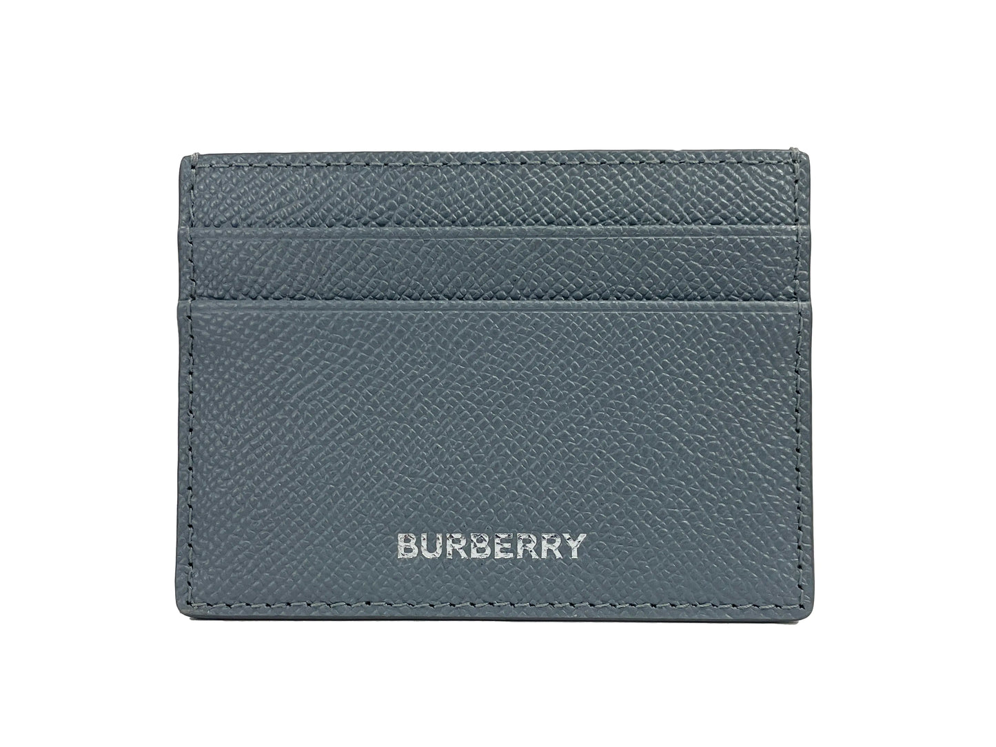 Burberry Sandon Grey Grained Leather Card Case Wallet - Velora Luxury Fashion