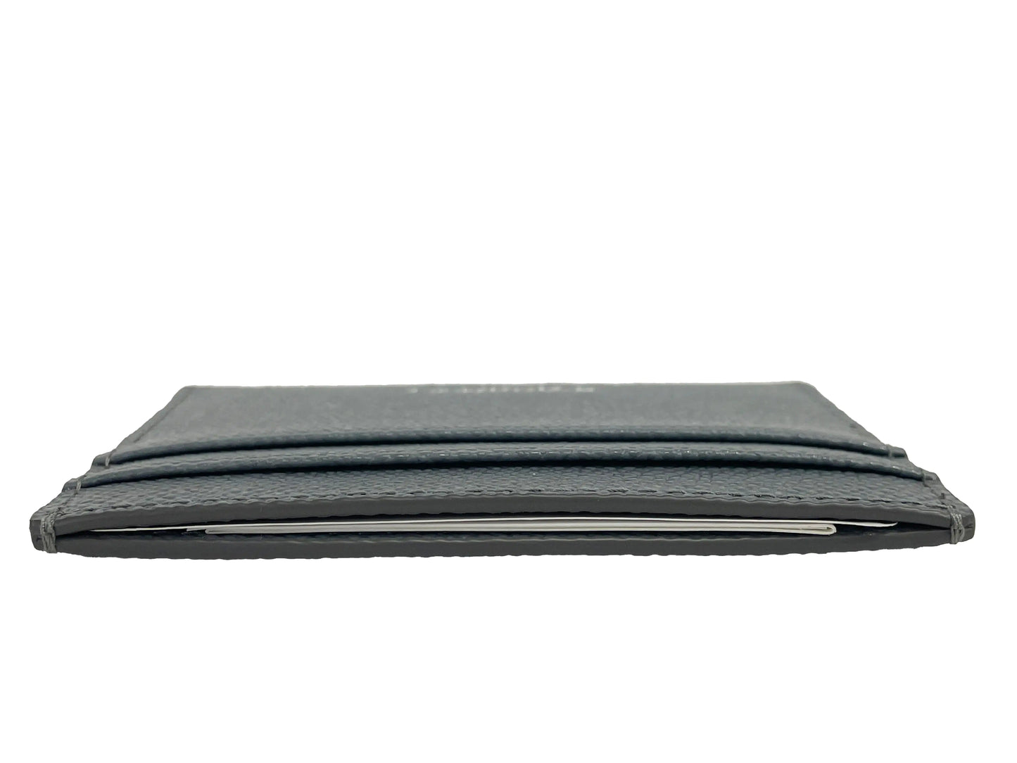 Burberry Sandon Grey Grained Leather Card Case Wallet - Velora Luxury Fashion
