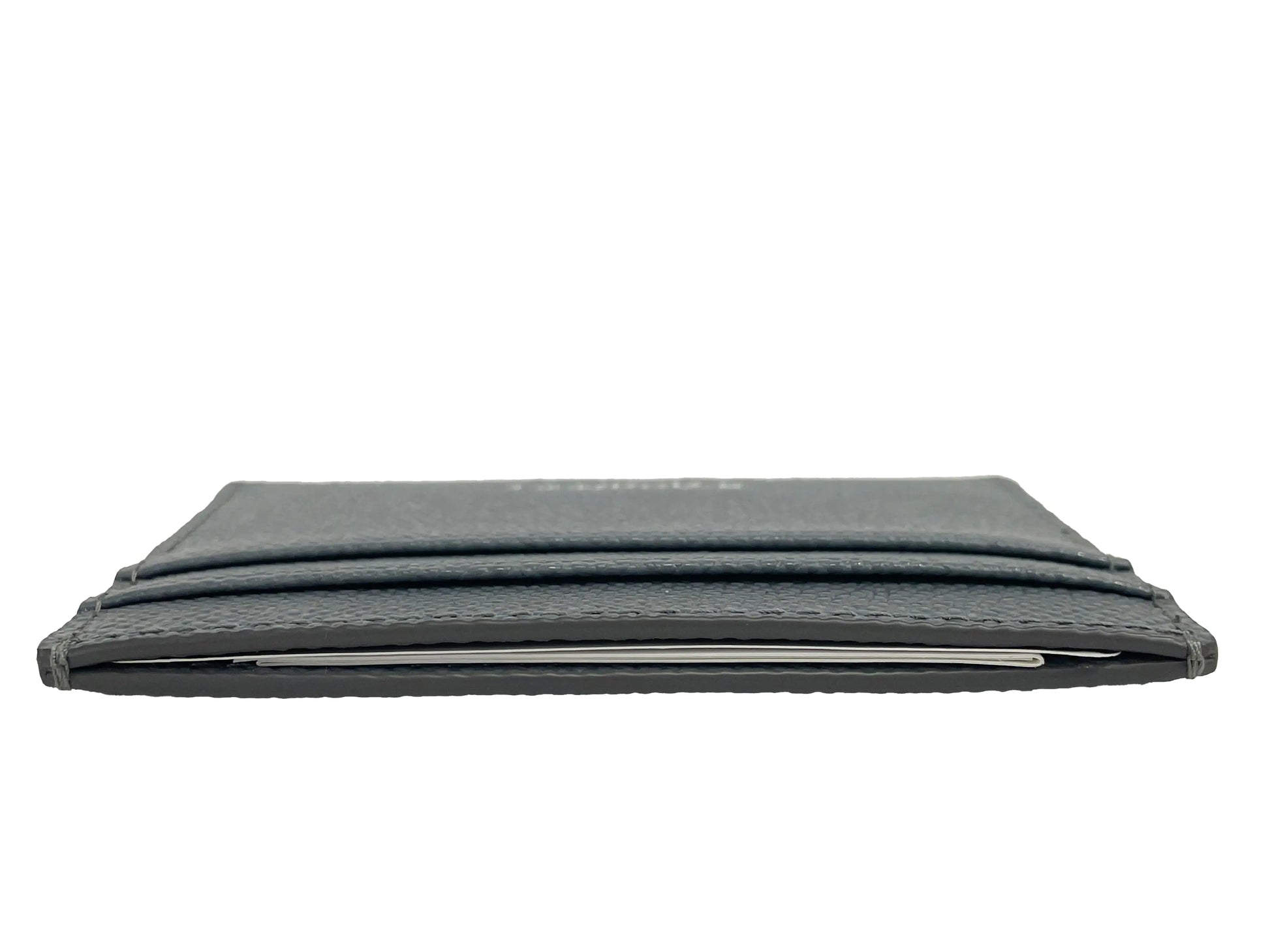 Burberry Sandon Grey Grained Leather Card Case Wallet - Velora Luxury Fashion
