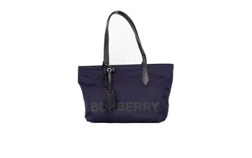 Burberry Small Navy Blue Branded Econyl Nylon Tote Bag - Velora Luxury Fashion