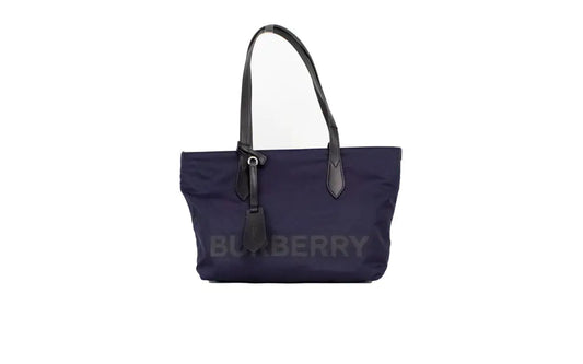 Burberry Small Navy Blue Branded Econyl Nylon Tote Bag - Velora Luxury Fashion