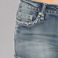 Bus Stop Women's Rhinestone Angel Wing Denim Shorts - Velora Luxury Fashion