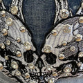 Bus Stop Women's Rhinestone Skull Wing Denim Shorts - Velora Luxury Fashion