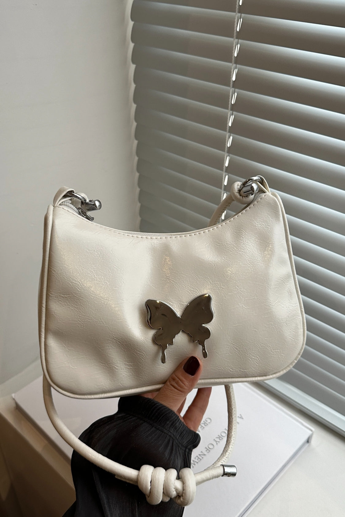 Butterfly PU Leather Knotted Strap Shoulder Bag - Velora Luxury Fashion