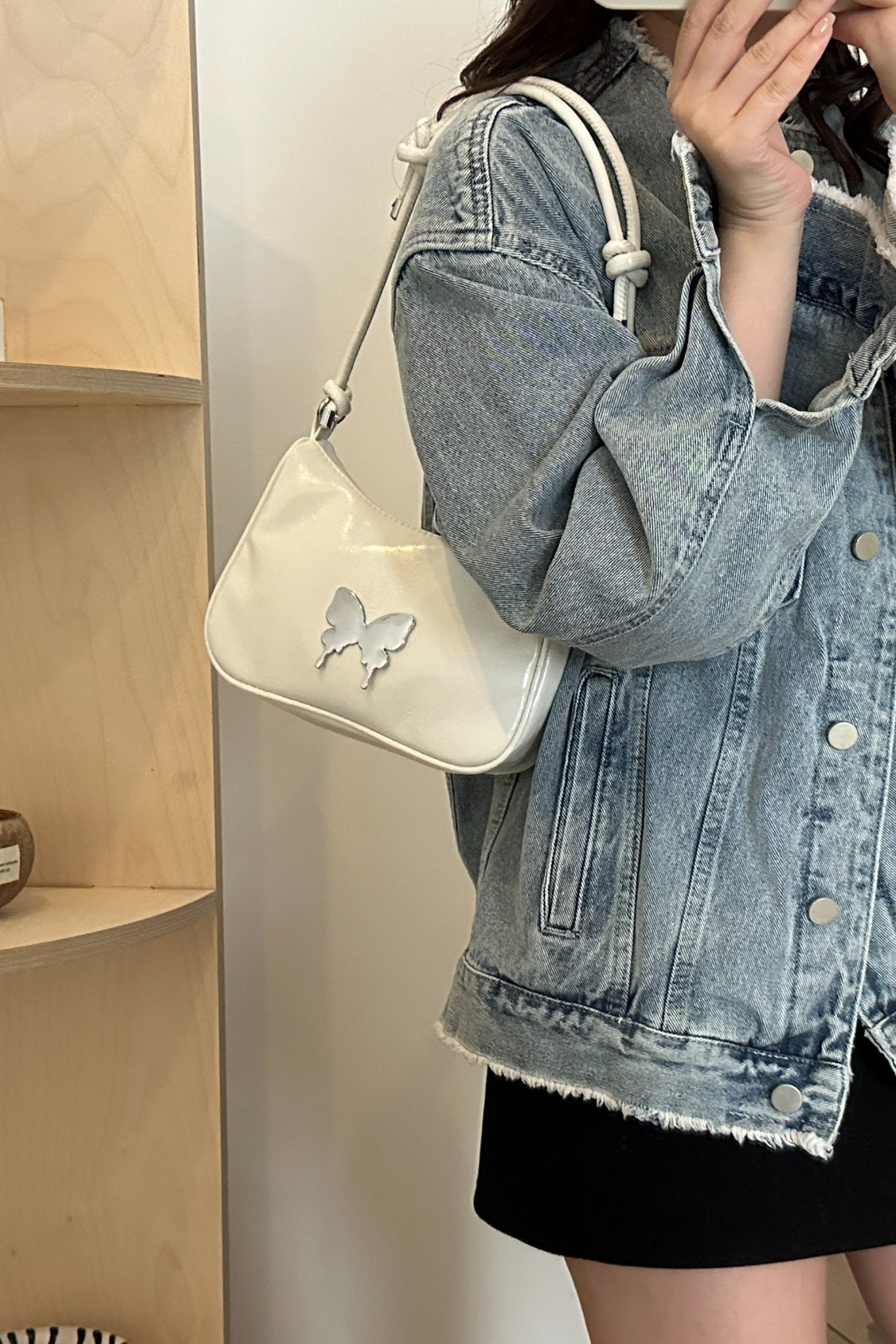 Butterfly PU Leather Knotted Strap Shoulder Bag - Velora Luxury Fashion