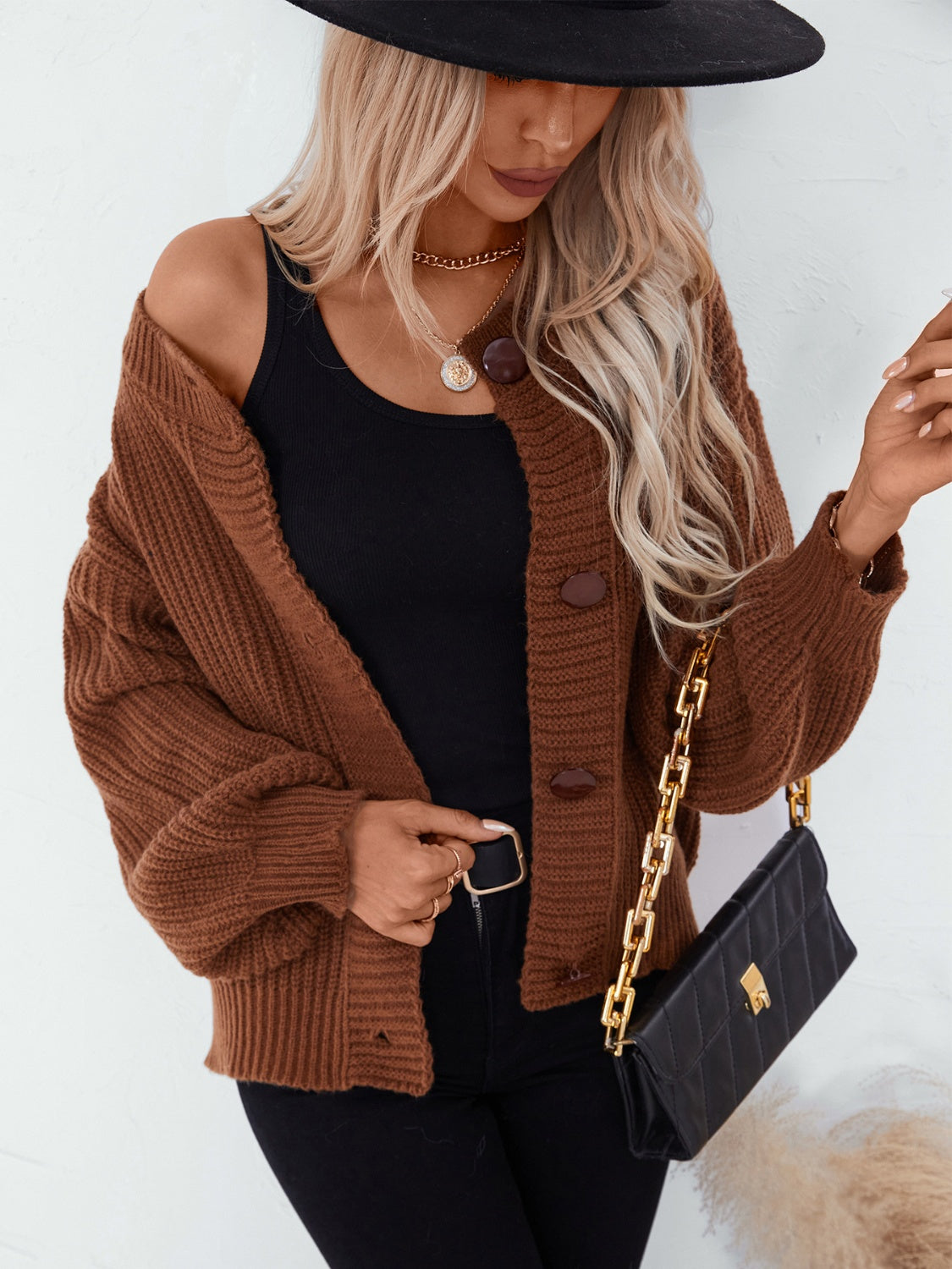 Button Down Long Sleeve Cardigan - Velora Luxury Fashion