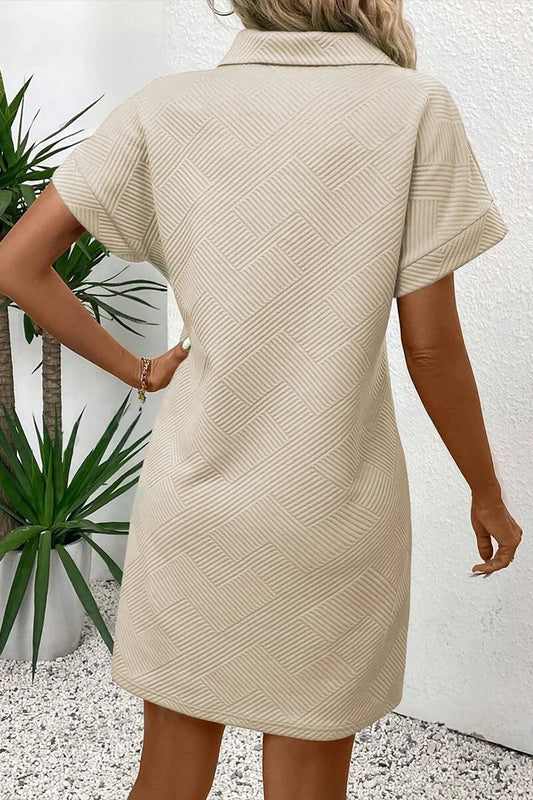 Button Front Short Sleeve Mini Dress - Velora Luxury Fashion