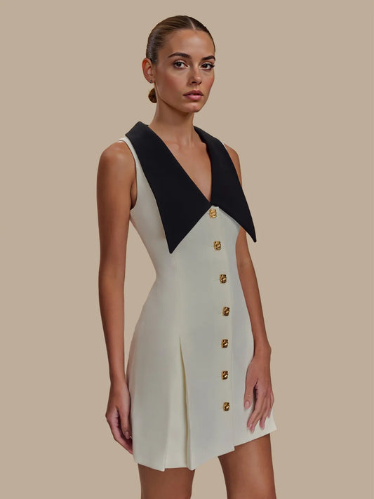 Button Front Sleeveless Mini Dress - Velora Luxury Fashion