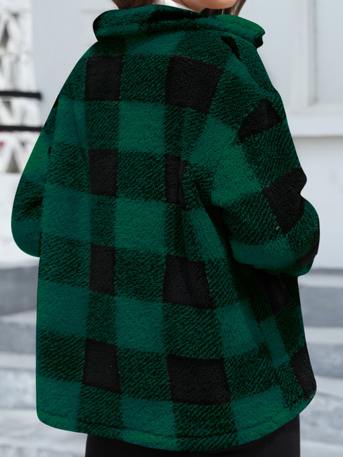 Button Up Drop Shoulder Fuzzy Jacket - Velora Luxury Fashion