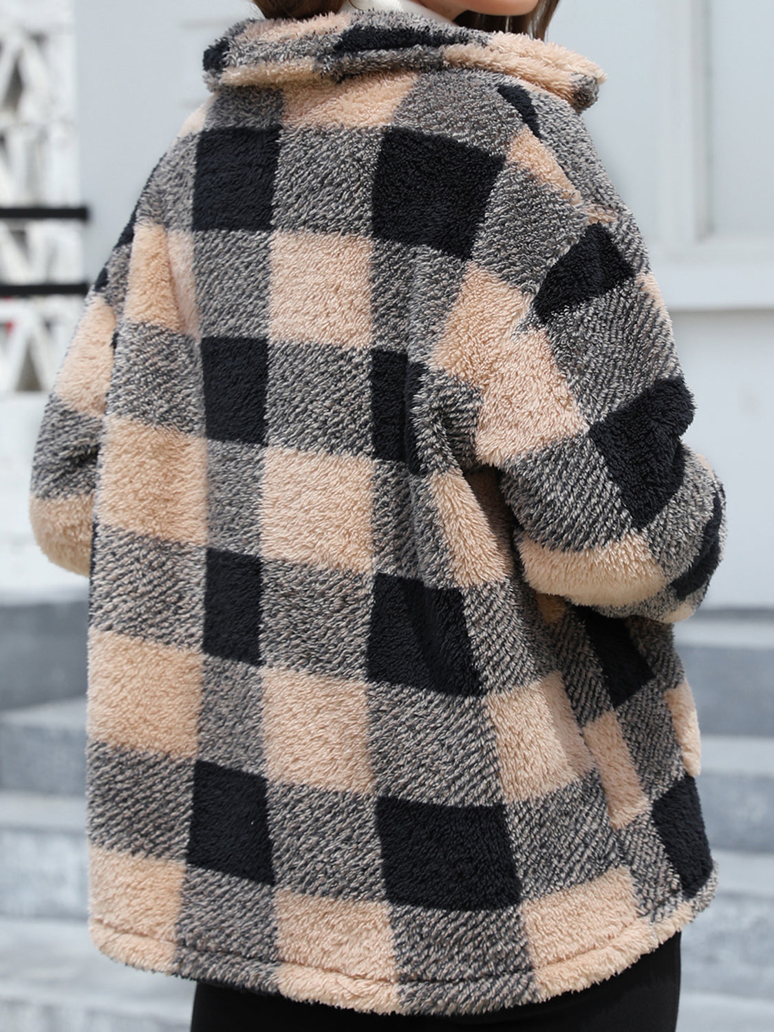 Button Up Drop Shoulder Fuzzy Jacket - Velora Luxury Fashion