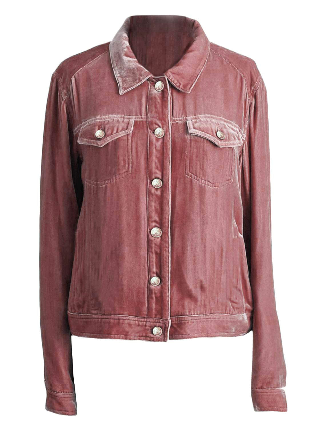 Button Up Long Sleeve Jacket with Chest Pockets - Velora Luxury Fashion