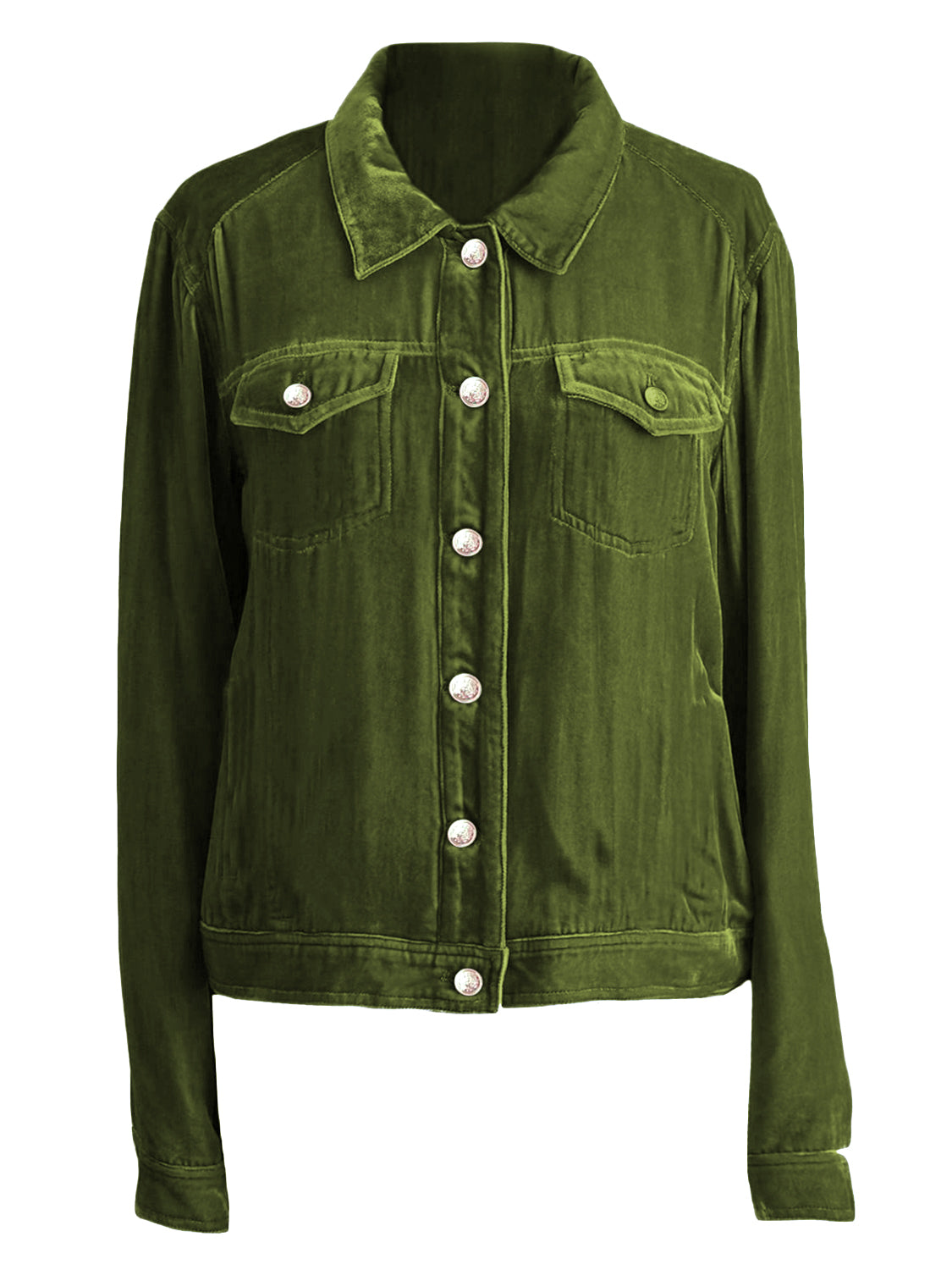 Button Up Long Sleeve Jacket with Chest Pockets - Velora Luxury Fashion