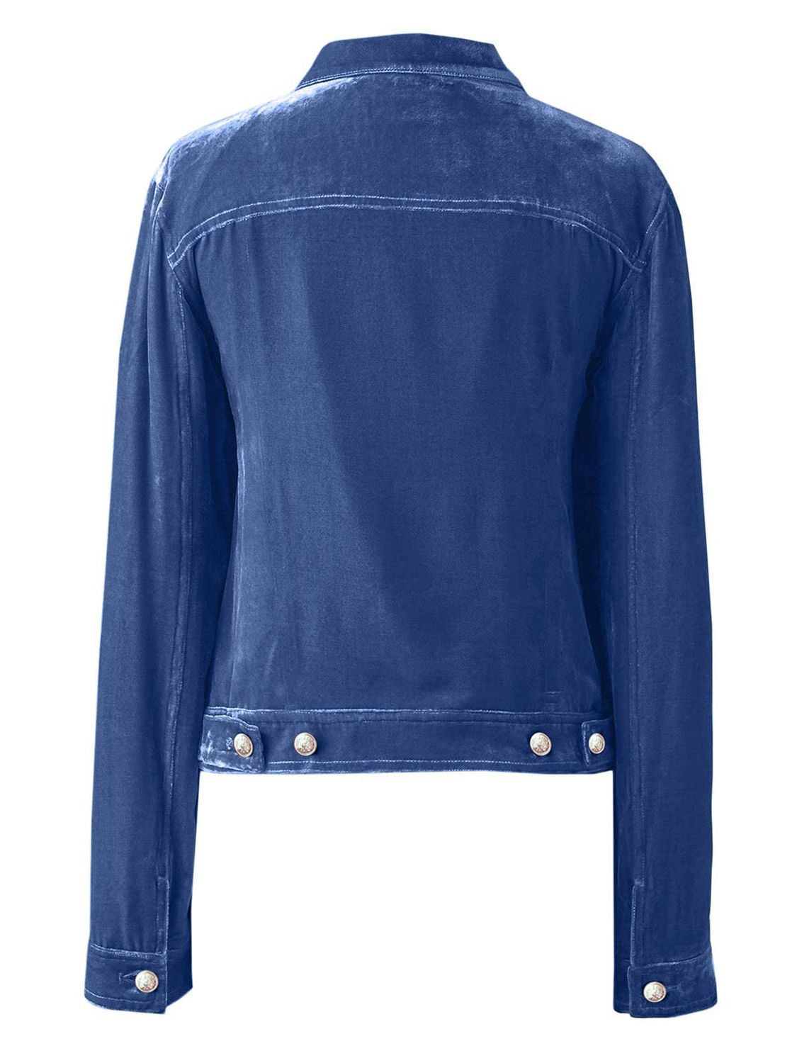 Button Up Long Sleeve Jacket with Chest Pockets - Velora Luxury Fashion