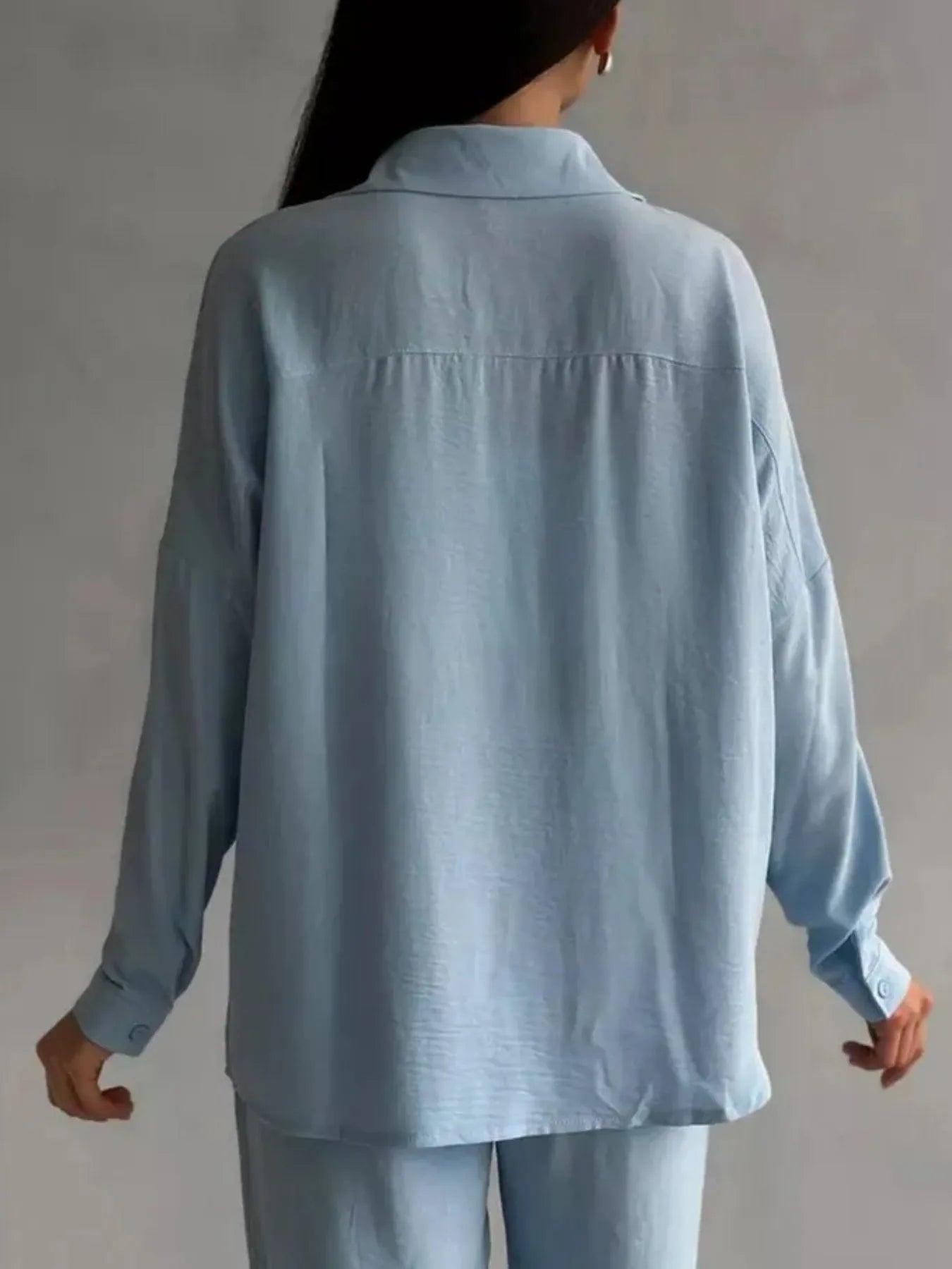 Button Up Long Sleeve Shirt and Pants Set - Velora Luxury Fashion