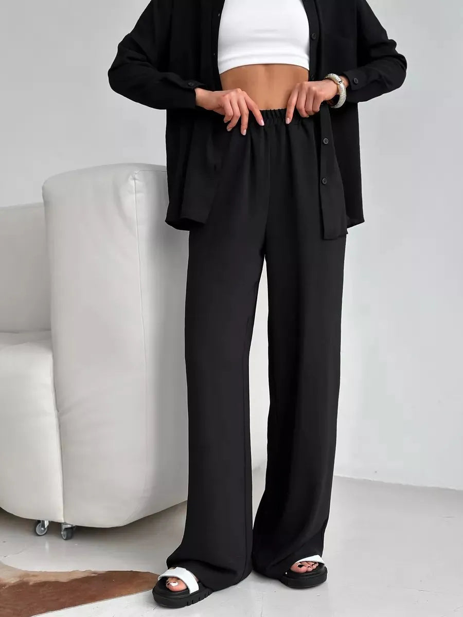Button Up Long Sleeve Shirt and Pants Set - Velora Luxury Fashion