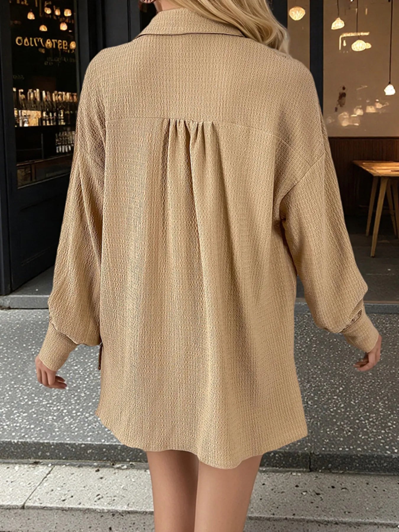 Button Up Long Sleeve Shirt and Shorts Set - Velora Luxury Fashion