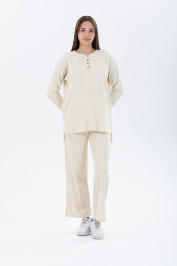 Buttoned 2-piece Co-ord Set - Velora Luxury Fashion