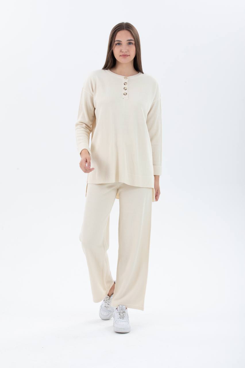 Buttoned 2-piece Co-ord Set - Velora Luxury Fashion