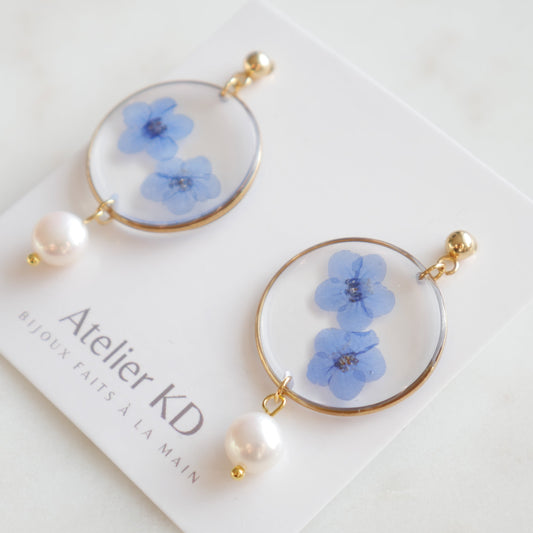 Boucles d'oreilles Perla myosotis - rond - Velora