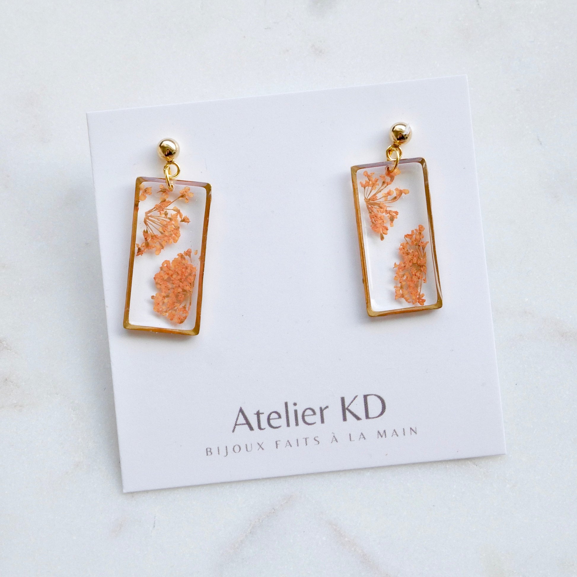Boucles d'oreilles Estelle orange - rectangle (moyen) - Velora