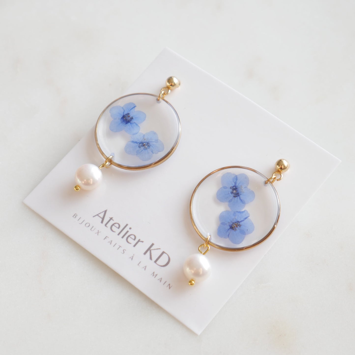 Boucles d'oreilles Perla myosotis - rond - Velora